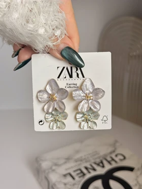 گوشواره میناکاری گل دورنگ کد 0023