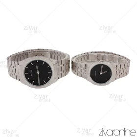 ست ساعت گوچی نقره ای صفحه مشکی 105737