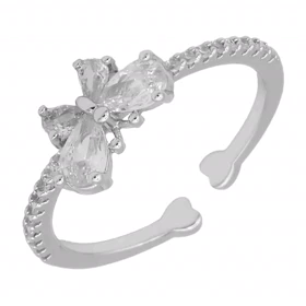 انگشتر دخترانه طرح پروانه نگین‌دار