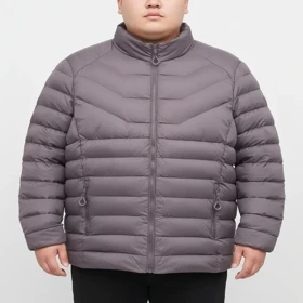 کاپشن پر مردانه سایز بزرگ، طوسی ضد آب با پارچه شمعی کد 2686