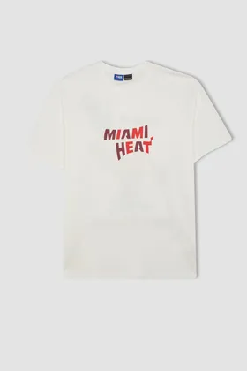 تیشرت آستین کوتاه DeFactoFit NBA Miami Heat Boxy Fit Crew B9887AX24SM