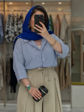 شومیز راه‌راه پاکتی