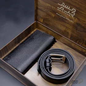 ست کمربند و کیف پول بزرگ چرم mrc1318-39