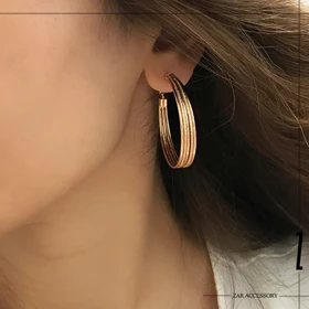 گوشواره زنانه حلقه‌ای مولتی لاین