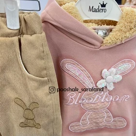 ست هودی و شلوار نوزاد دخترانه طرح خرگوش