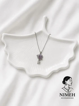 گردنبند قلب نگین بنفش 💜