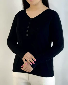 پلیور بافت یقه هفت نما دکمه کد 5492