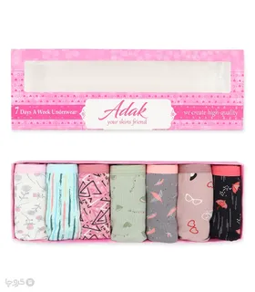 پک هفتگی شورت زنانه اسلیپ نخی Adak آداک کد 141 طرح M - بسته 7 عددی میکس