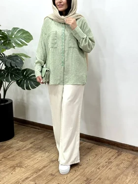 تونیک مانتویی دکمه دار شمیم
