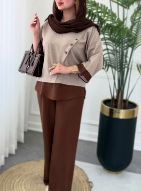 ست کژوال مهرسا 0582 (قهوه ای)