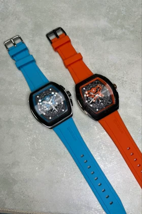 ساعت مچی مردانه سیلیکونی اسپرت کارن 8443 آبی نارنجی (کورن CURREN) سه موتور فعال