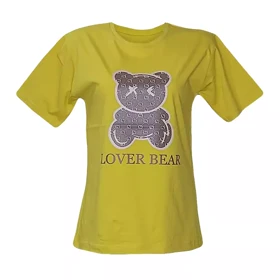 تیشرت زنانه نخ پنبه طرح خرس گوچی