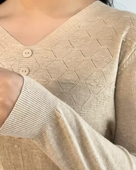 پلیور بافت یقه هفت نما دکمه کد 5492