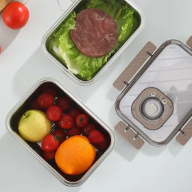 ظرف نگهدارنده غذا فریزری استیل مستطیل قفل دار