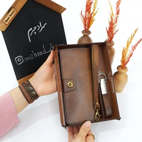 کیف پول دستی چرم طبیعی