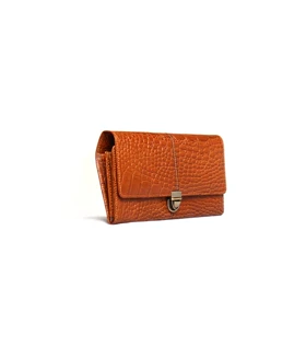 کیف پول چرم زنانه طرح کروکودیل باجعبه mrch 30014