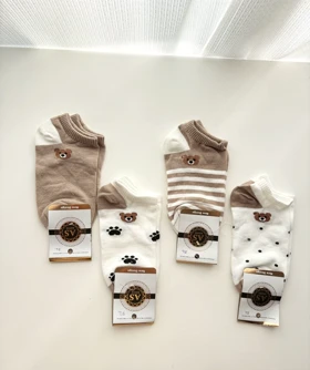 جوراب خرسی تم کرم دخترانه 848