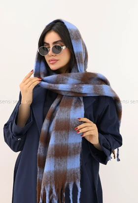 شال بیگ طرح دار پشمی کد1004605