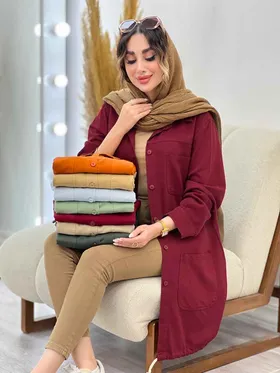 مانتو کتان رنگی پایین گت آوا