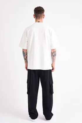 تیشرت مردانه Dama Patch Oversize Ecru M1966