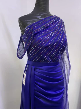 پیراهن تور و ساتن نگیندوزی