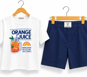 لباس خانه زنانه تیشرت شلوارک لینن Orange juice