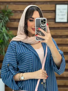 مانتو راه راه تک جیب آستین پاگن