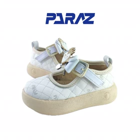 کفش بچگانه عروسکی گلدوزی مدل آیناز زیره طبی سفید کد 135