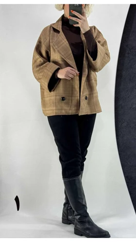 کت باکسی چهارخونه زنانه 66470