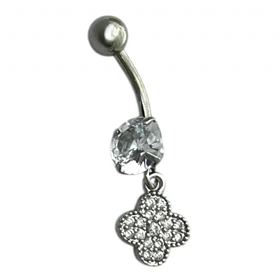 پیرسینگ ناف استیل آویز طرح شبدر