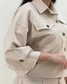 ست کراپ و دامن کتان