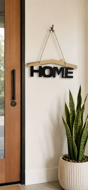 آویز چوبی طرح Home