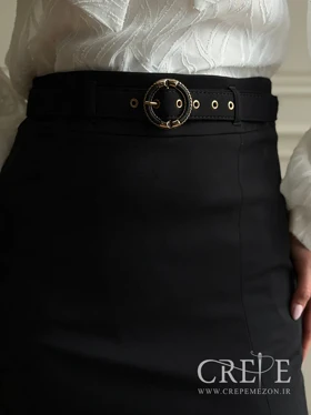 دامن کرپ دانتل کمردار قد 85