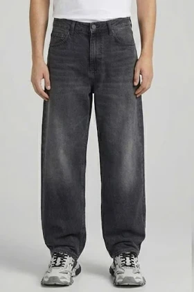 شلوار بگ مردانه ذغالی سنگشور جین باکیفیت MB322