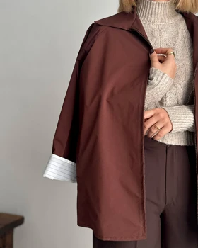 ترنچ کت Fly قهوه ای (قد کوتاه)