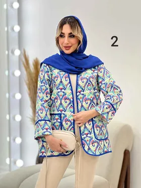 مانتو طرح دار نوار دوزی دو جیب