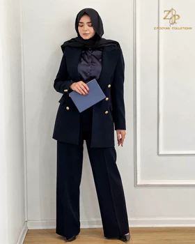 کت و شلوار زنانه کلاسیک مشکی و سرمه ای ZP