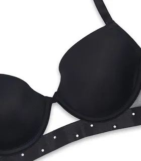 سوتین Neev نیو کاپ‌دار فنردار پرسی میکروفایبر و دانتل نگین‌دار کد Hira 2025 مشکی Black