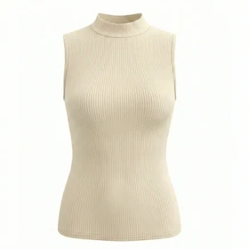 تاپ زنانه یقه سه سانت کبریتی کرم