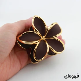 کلیپس دخترانه مدل پلومریا دور طلایی بزرگ (قهوه‌ای)