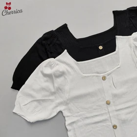 بلوز آستین کوتاه جلو دکمه نما کد 3