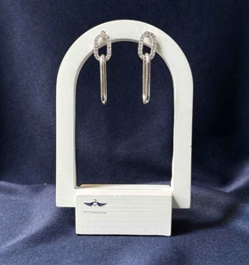 گوشواره اویز بیضی طرح لینک نگین‌دار وارداتی