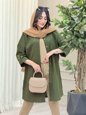 مانتو بغل سه دکمه جیب دوبل