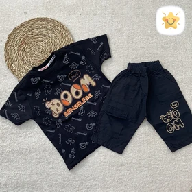 تیشرت شلوارک کتان (دختر و پسر) BOOM مناسب 1 تا 8 سال