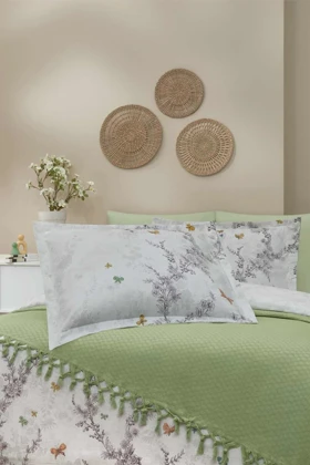 سرویس روتختی دو نفره Özdilek مدل Bloomlight پنبه‌ای - سبز