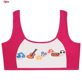 ست شورت و نیم‌تنه طرح موزیک مدل پددار سرخابی کد 5164-3