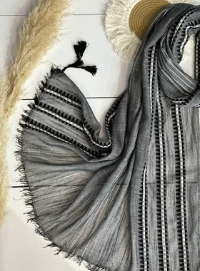 0073_شال لینن هندسی (ایراددار)