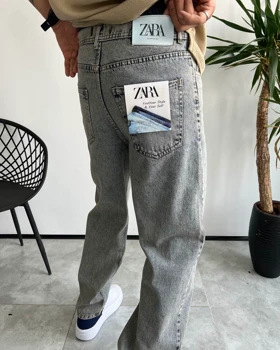 شلوار نیم بگ کثیفشور روشن Zara