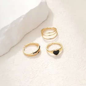 پک انگشتر سه عددی قلب مشکی