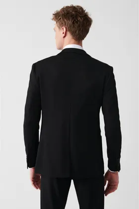 کت دو چاک پارچه ای بافتنی با خط مشکی مردانه B004000